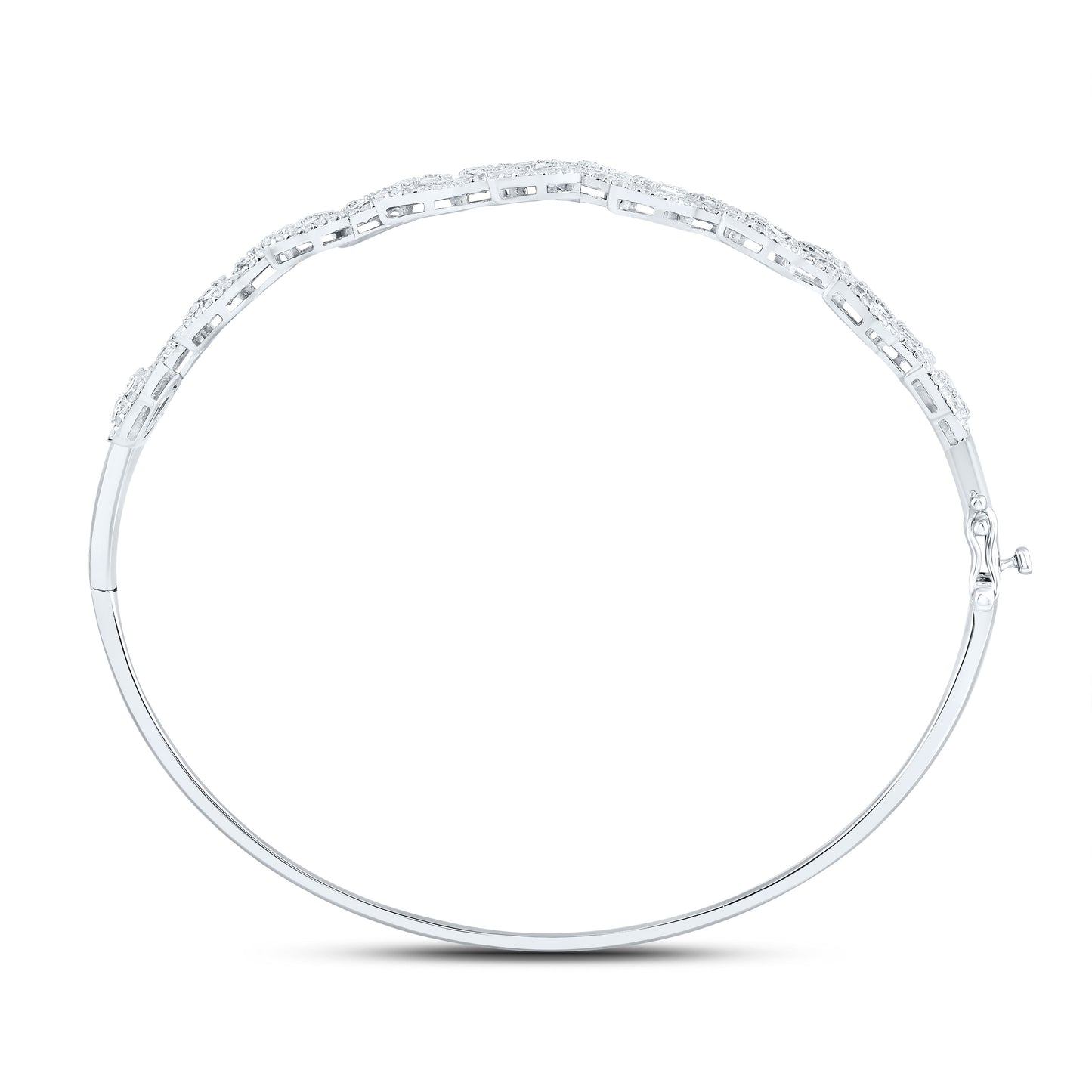 14K White Gold 1 3/4Cttw Natural Diamond Ana M Fashion Leaf Bangle (65X55Mm)