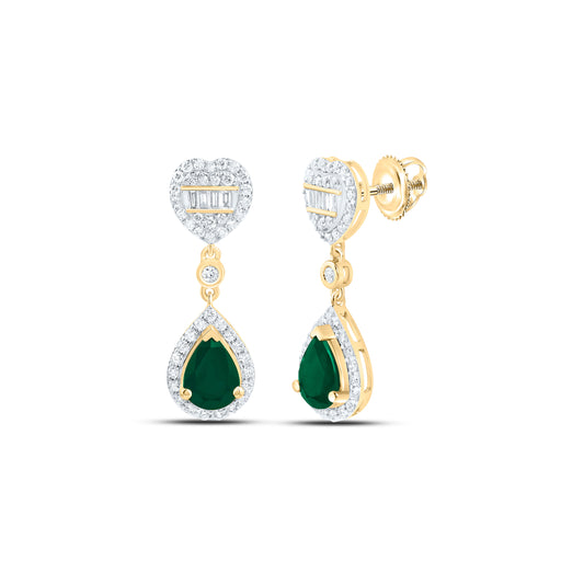 14K Yellow Or White Gold 5/8Cttw Natural Diamond Ana M 7X5Mm Natural Gem Heart Pear Dangling Earring