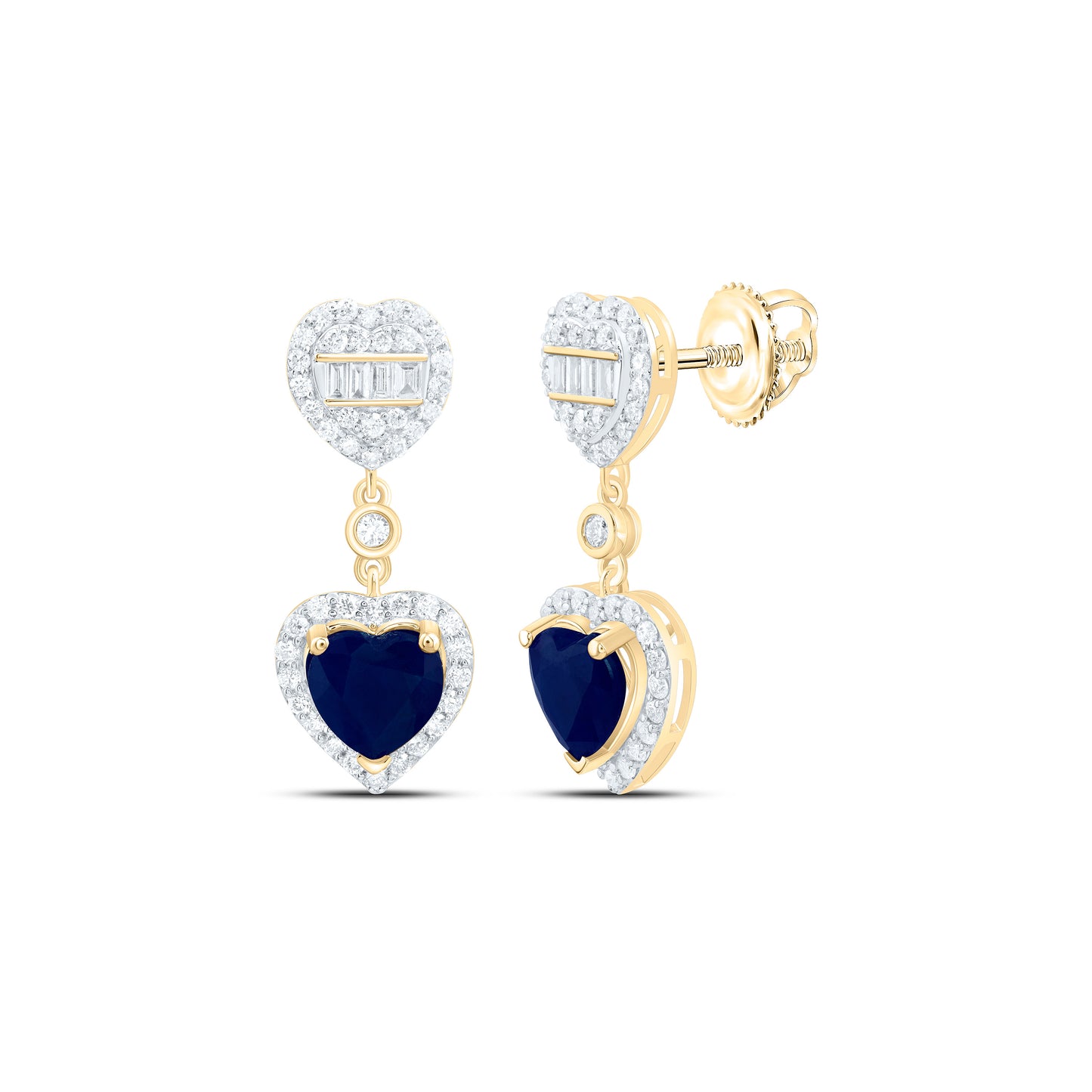 14K Yellow Or White Gold 5/8Cttw Natural Diamond Ana M 6Mm Natural Gem Heart Dangling Earring