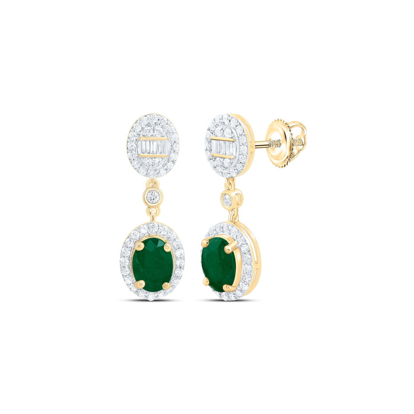 14K Yellow Or White Gold 1/2Cttw Natural Diamond Ana M 7X5Mm Natural Gem Oval Dangling Earring
