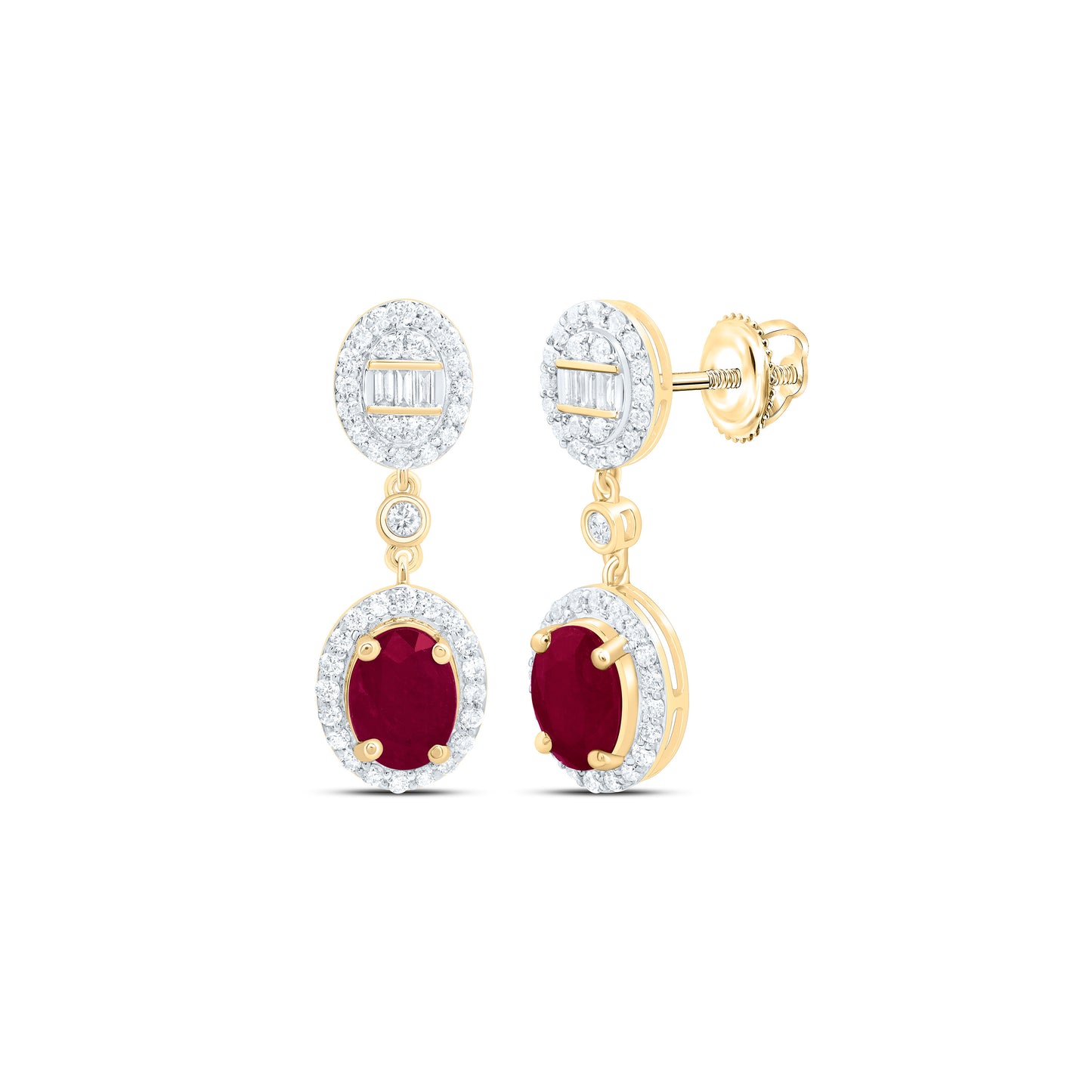 14K Yellow Or White Gold 1/2Cttw Natural Diamond Ana M 7X5Mm Natural Gem Oval Dangling Earring