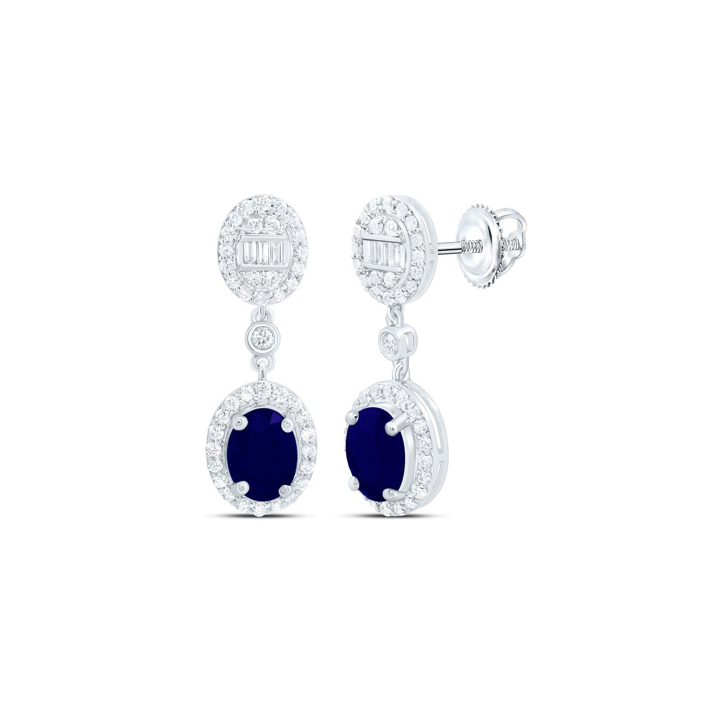 14K Yellow Or White Gold 1/2Cttw Natural Diamond Ana M 7X5Mm Natural Gem Oval Dangling Earring