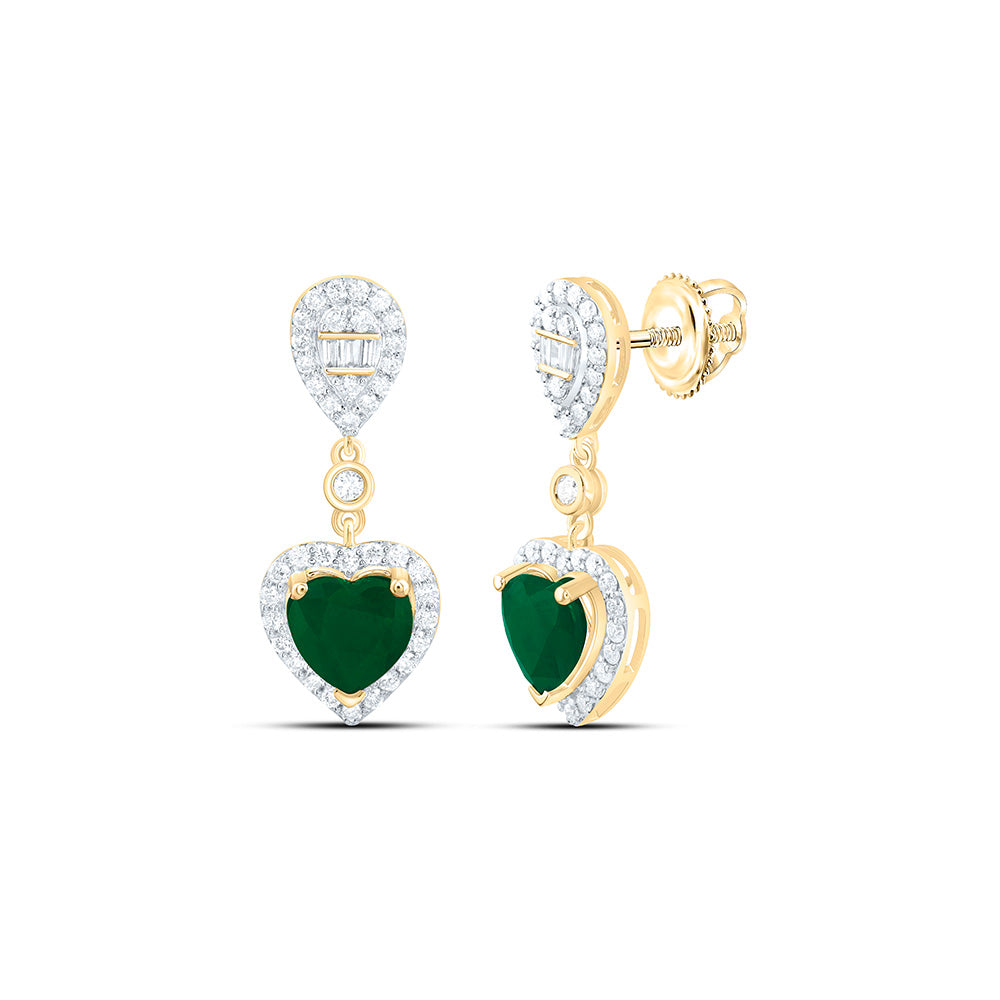 14K Yellow Or White Gold 1/2Cttw Natural Diamond Ana M 6Mm Natural Gem Herat Pear Dangling Earring