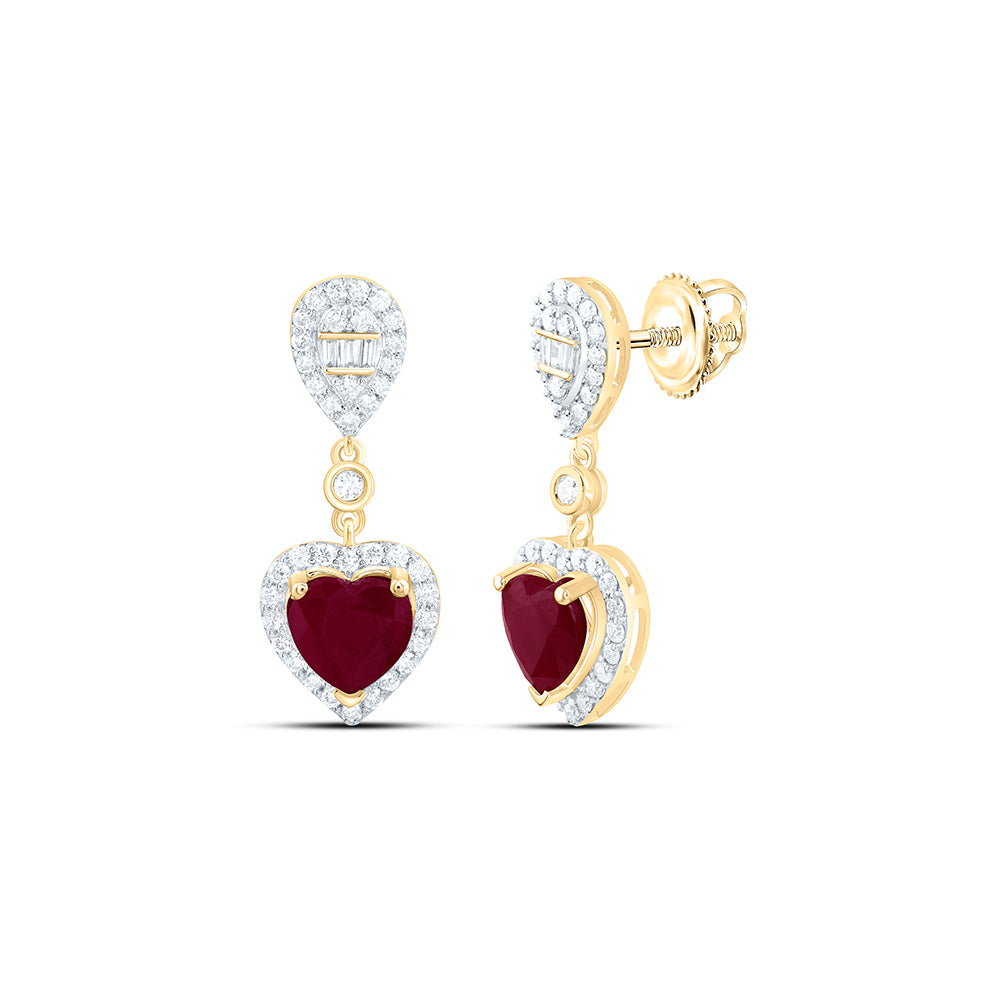 14K Yellow Or White Gold 1/2Cttw Natural Diamond Ana M 6Mm Natural Gem Herat Pear Dangling Earring