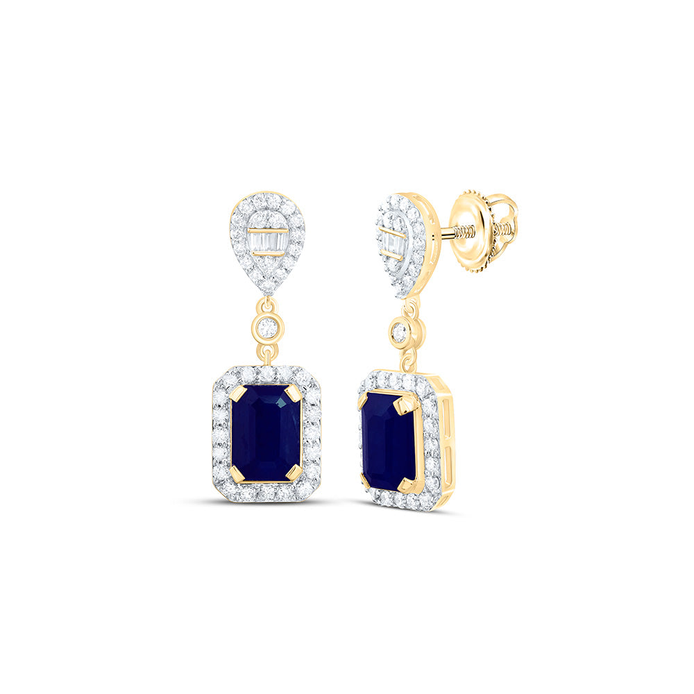 14K Yellow Or White Gold 1/2Cttw Natural Diamond Ana M 7X5Mm Natural Gem Emerald Pear Dangling Earring