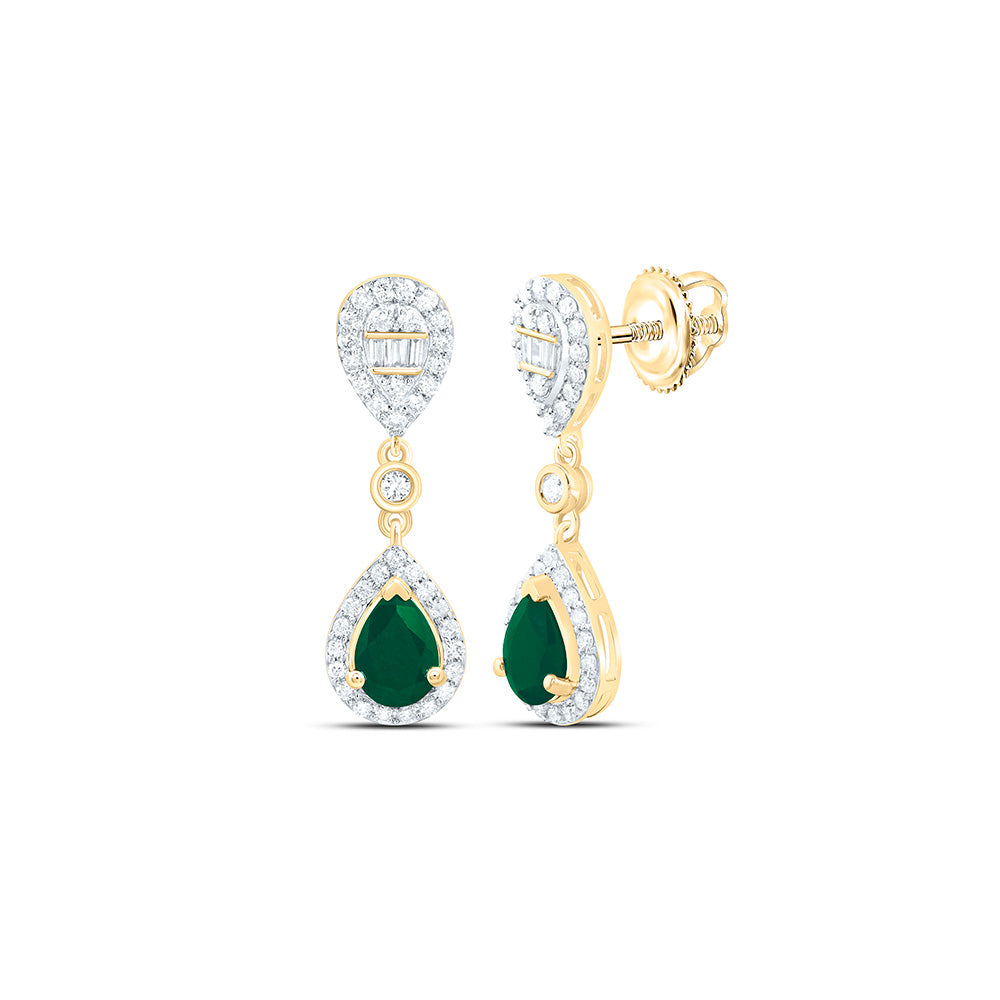14K Yellow Or White Gold 1/2Cttw Natural Diamond Ana M 7X5Mm Natural Gem Pear Dangling Earring