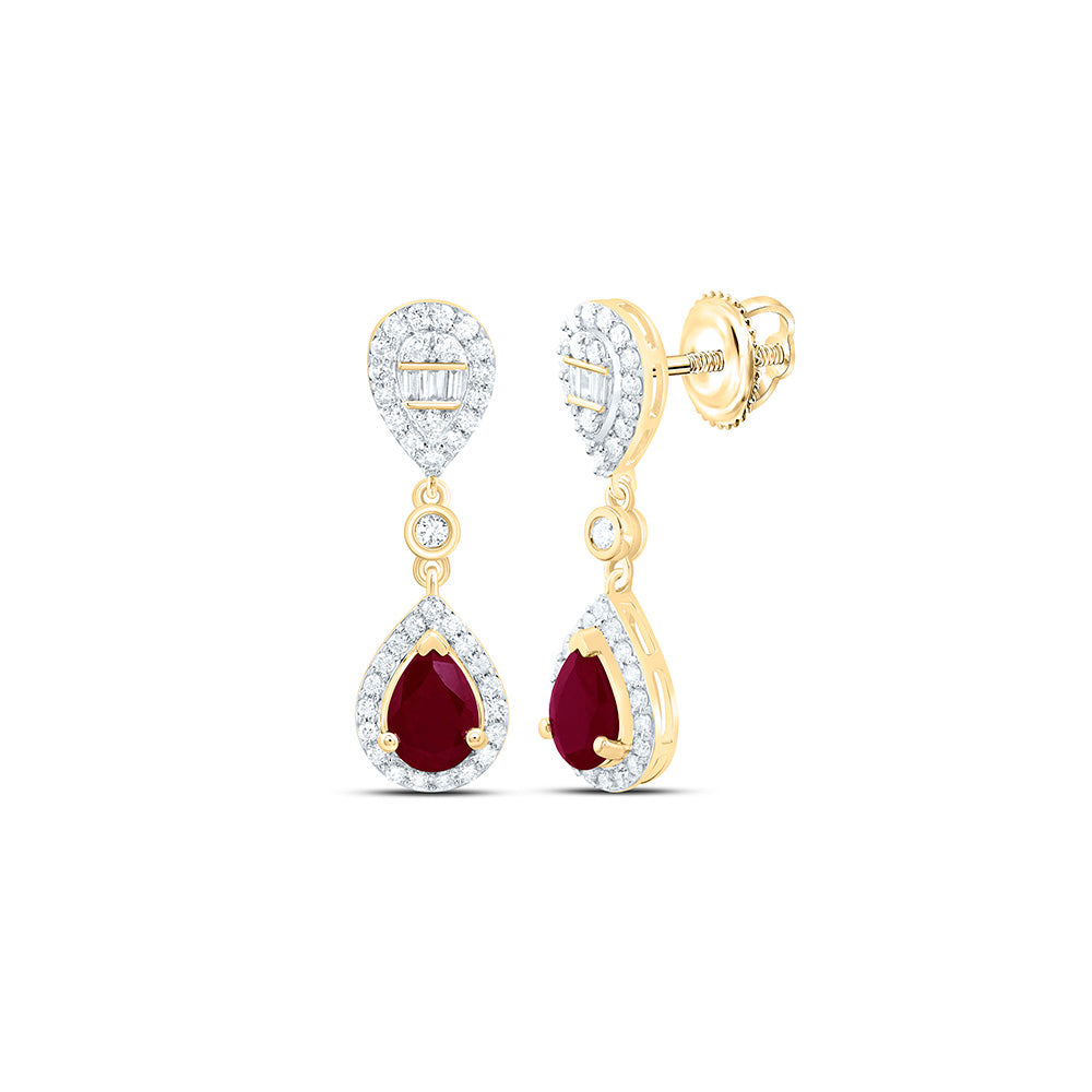 14K Yellow Or White Gold 1/2Cttw Natural Diamond Ana M 7X5Mm Natural Gem Pear Dangling Earring