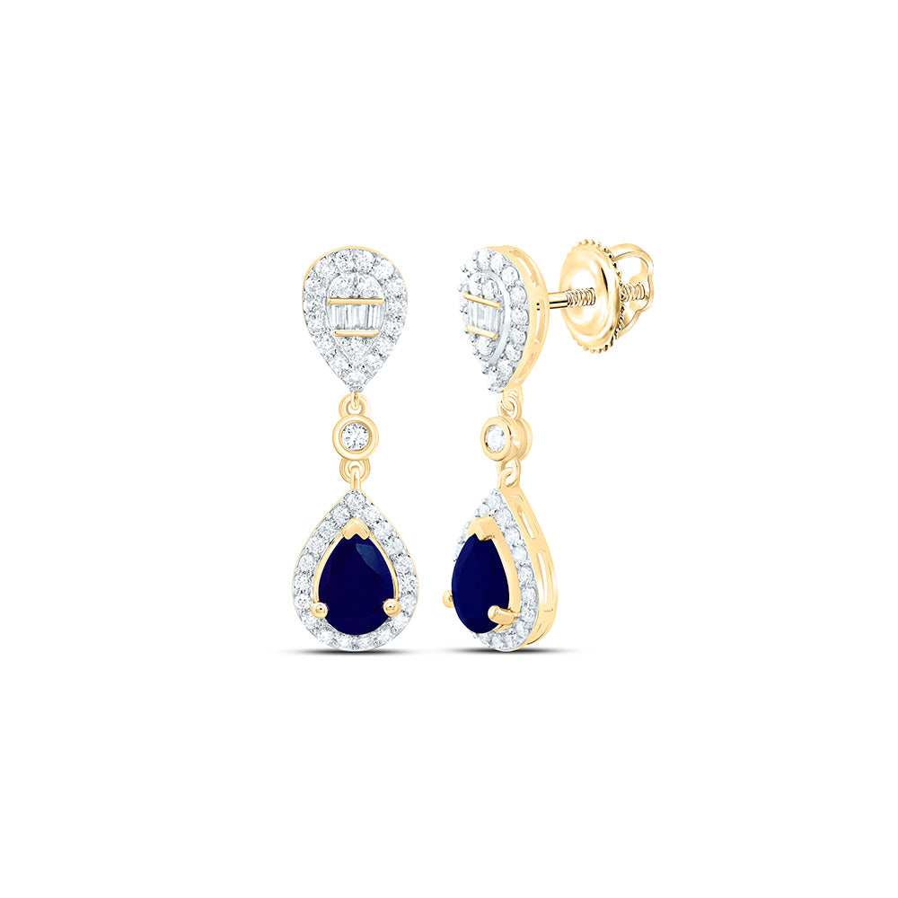 14K Yellow Or White Gold 1/2Cttw Natural Diamond Ana M 7X5Mm Natural Gem Pear Dangling Earring