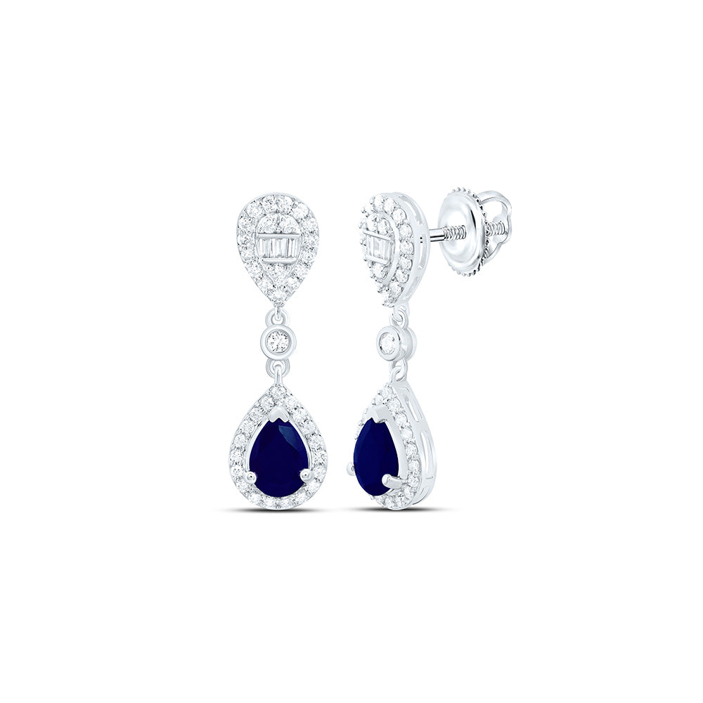 14K Yellow Or White Gold 1/2Cttw Natural Diamond Ana M 7X5Mm Natural Gem Pear Dangling Earring