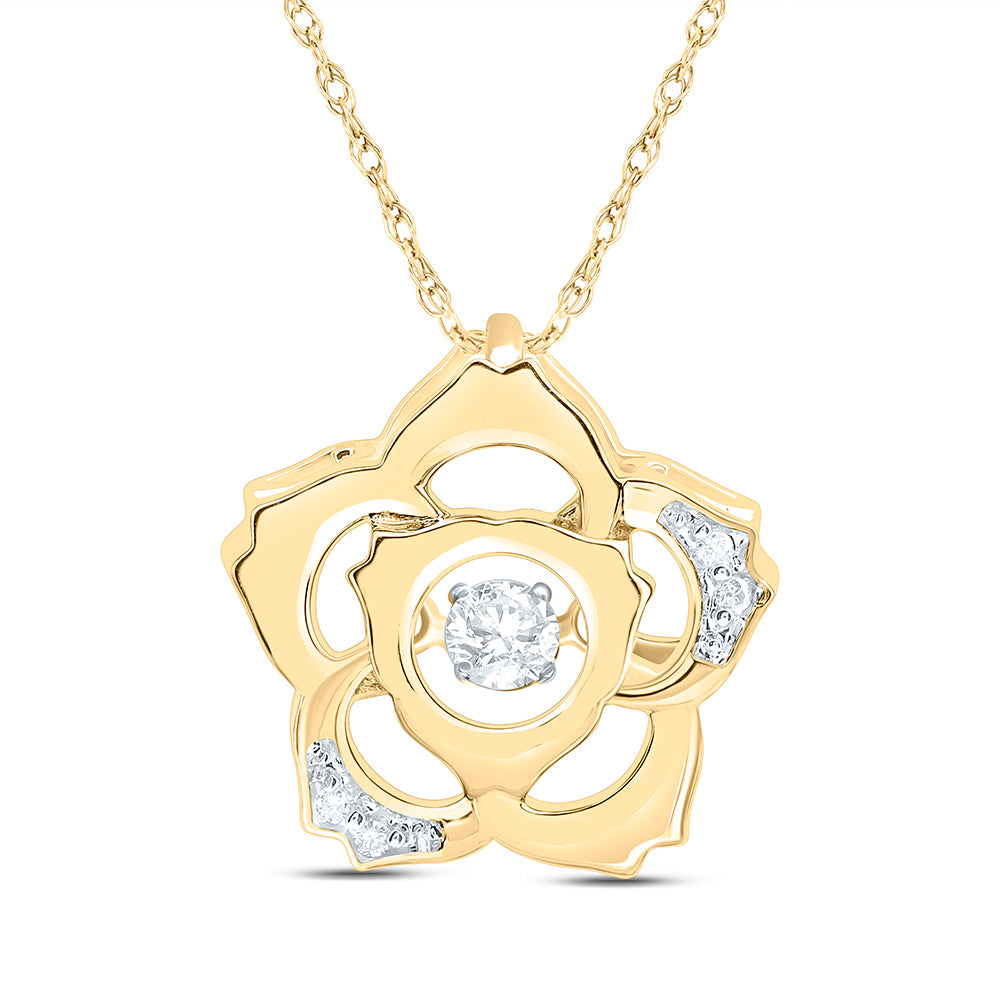 14K Yellow Or White Gold 1/12Cttw Natural Diamond Cn Fashion Flower Pendant