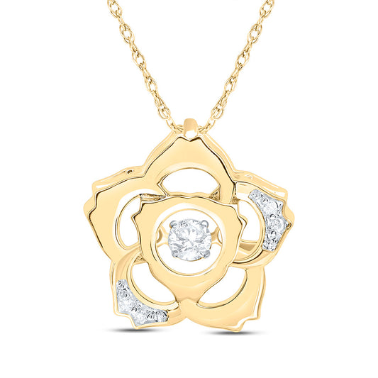 14K Yellow Or White Gold 1/12Cttw Natural Diamond Cn Fashion Flower Pendant