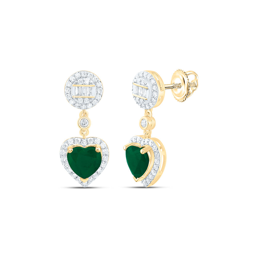 14K Yellow Or White Gold 1/2Cttw Natural Diamond Ana M 6Mm Natural Gem Heart Round Dangling Earring