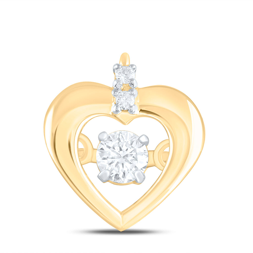 14K Yellow Or White Gold 1/10Cttw Natural Diamond Cn Fashion Heart Pendant