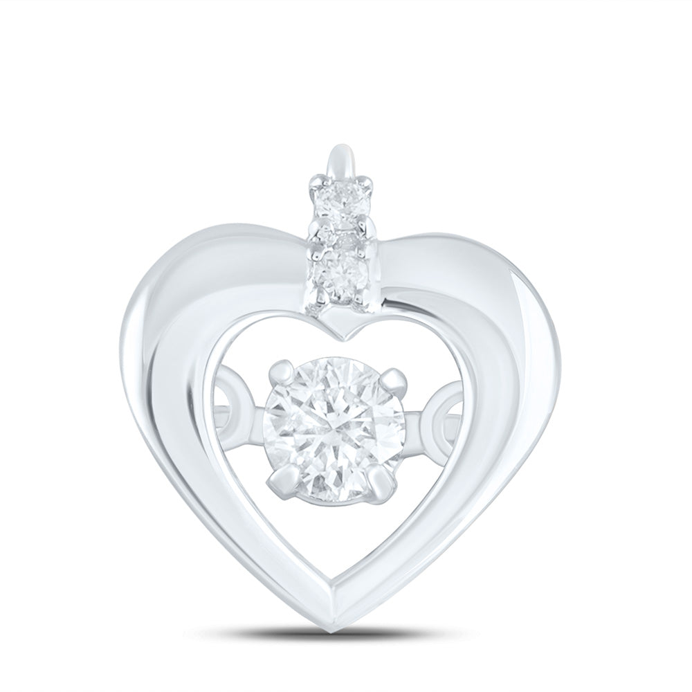 14K Yellow Or White Gold 1/10Cttw Natural Diamond Cn Fashion Heart Pendant