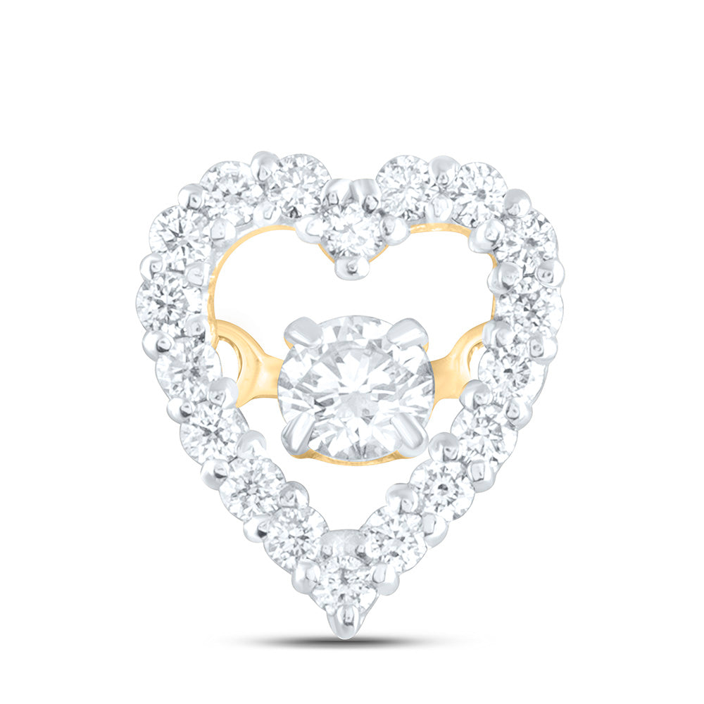 14K Yellow Or White Gold 1/5Cttw Natural Diamond Cn Fashion Heart Pendant