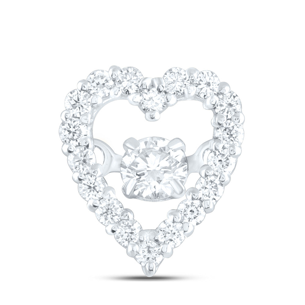 14K Yellow Or White Gold 1/5Cttw Natural Diamond Cn Fashion Heart Pendant