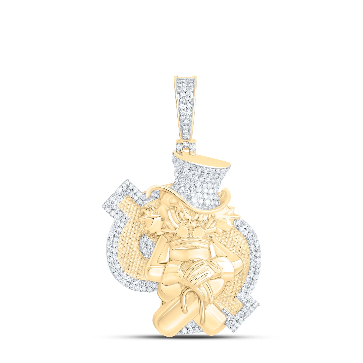 10K Yellow Gold 3/4Cttw Natural Diamond Nk Dollar Mens Charm