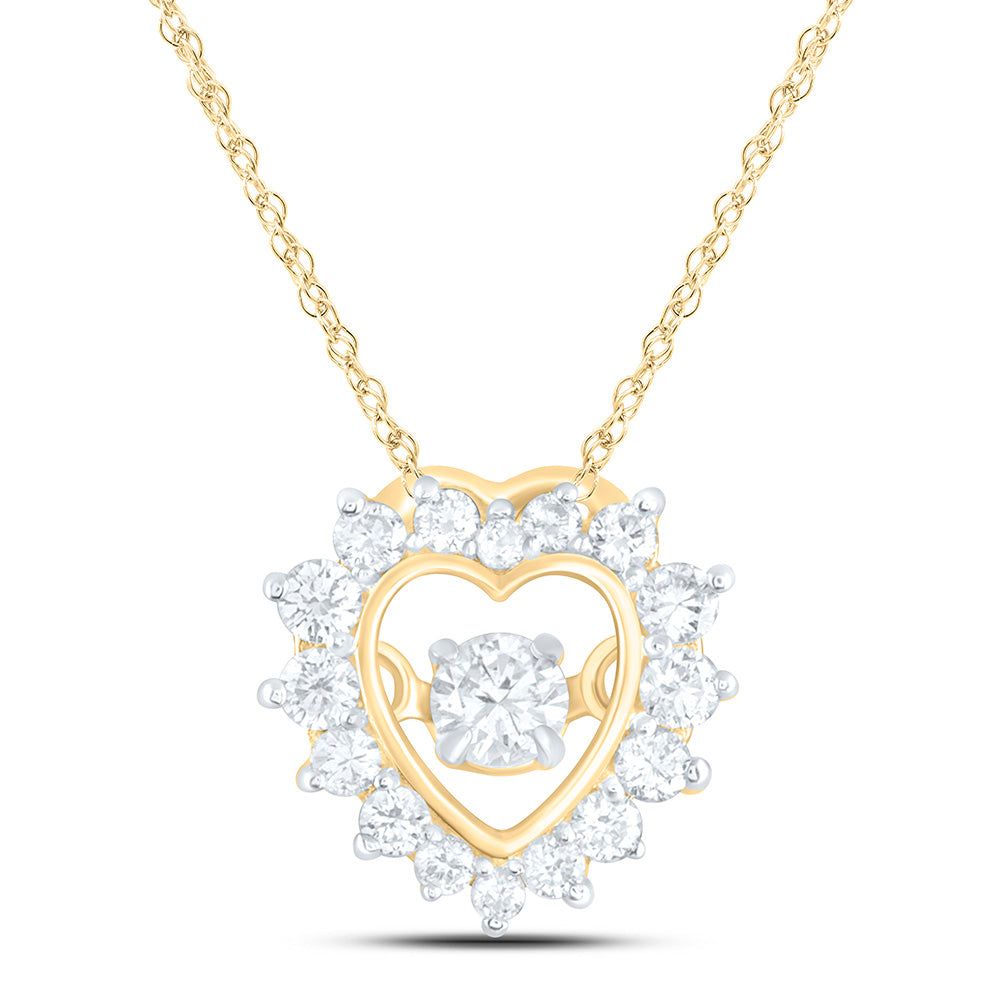14K Yellow Or White Gold 1/5Cttw Natural Diamond Cn Fashion Heart Pendant