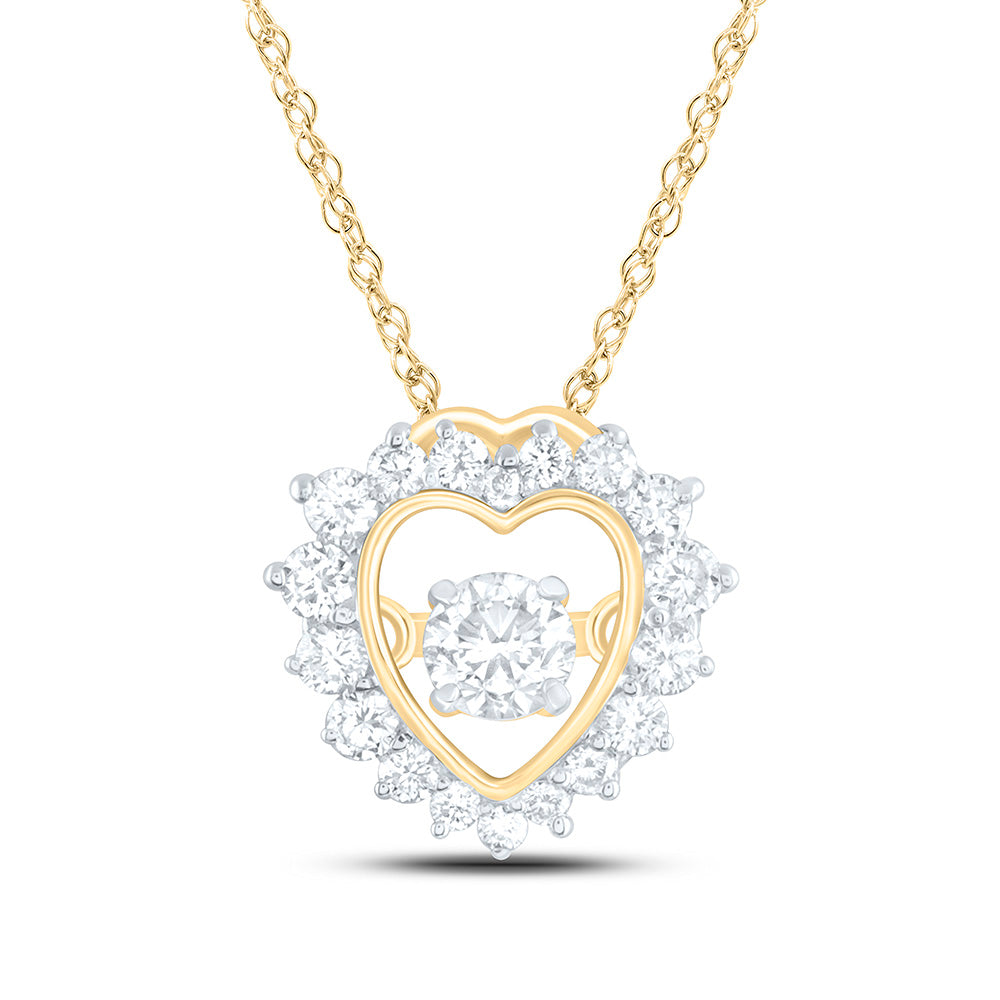 14K Yellow Or White Gold 1/4Cttw Natural Diamond Cn Fashion Heart Pendant
