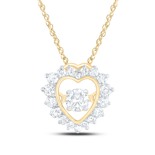 14K Yellow Or White Gold 1/4Cttw Natural Diamond Cn Fashion Heart Pendant