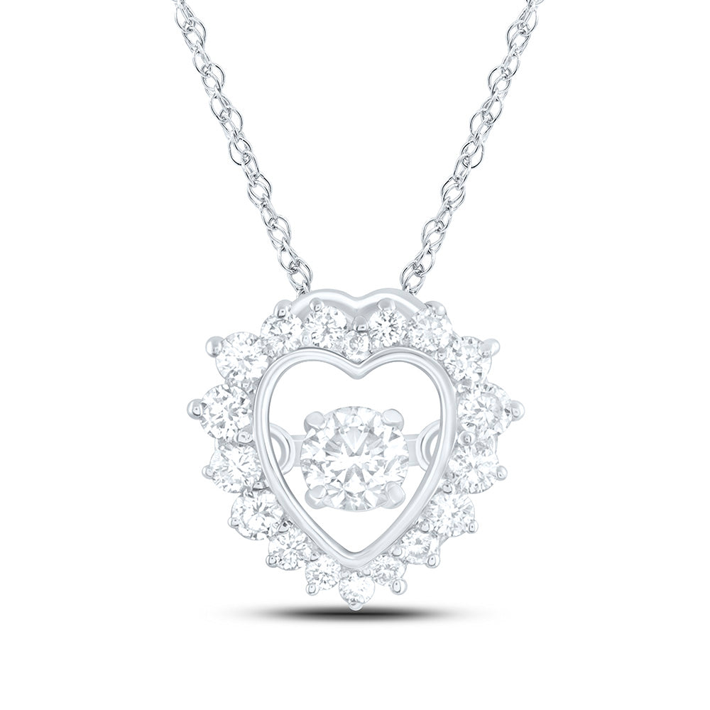 14K Yellow Or White Gold 1/4Cttw Natural Diamond Cn Fashion Heart Pendant