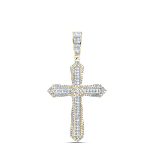 10K Yellow Gold 2 Cttw Natural Diamond Nk Cross Men'S Charm