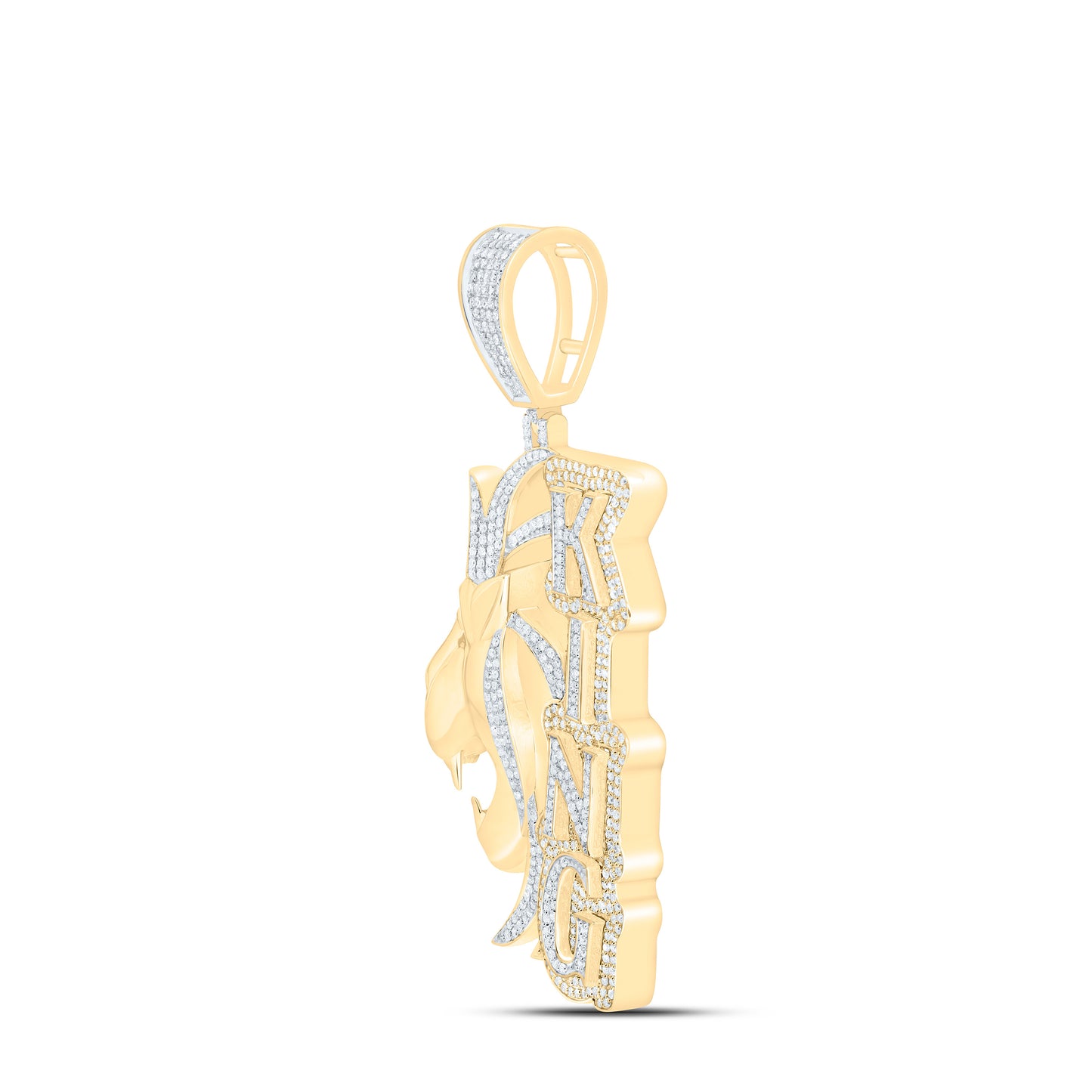 10K Yellow Gold 2 1/5Cttw Natural Diamond Nk Lion "King" Mens Charm