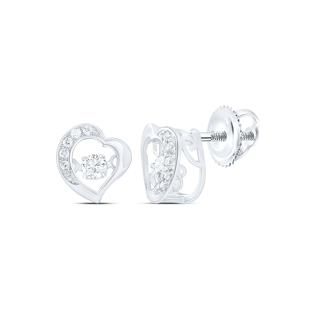 14K Yellow Or White Gold 1/5Cttw Natural Diamond Cn Fashion Heart Earring