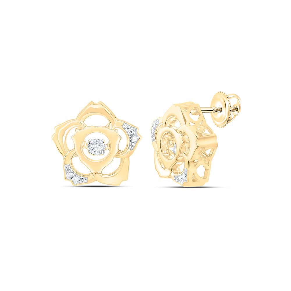 14K Yellow Or White Gold 1/6Cttw Natural Diamond Cn Fashion Flower Earring