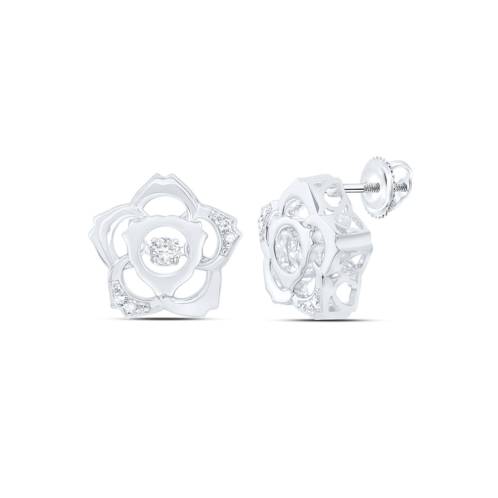 14K Yellow Or White Gold 1/6Cttw Natural Diamond Cn Fashion Flower Earring