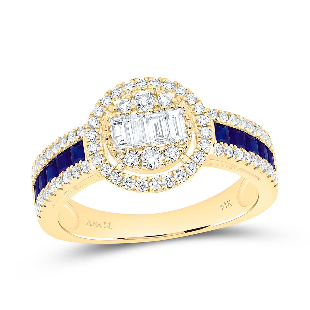 14K Yellow Or White Gold 5/8Cttw Natural Diamond Ana M Princess Natural Gem Round Ring