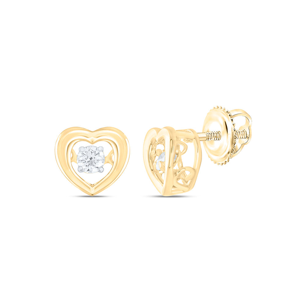 14K Yellow Or White Gold 1/8Cttw Natural Diamond Cn Fashion Heart Earring