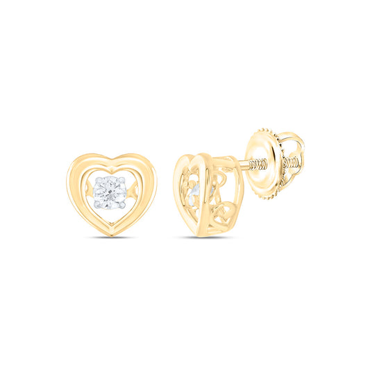 14K Yellow Or White Gold 1/8Cttw Natural Diamond Cn Fashion Heart Earring