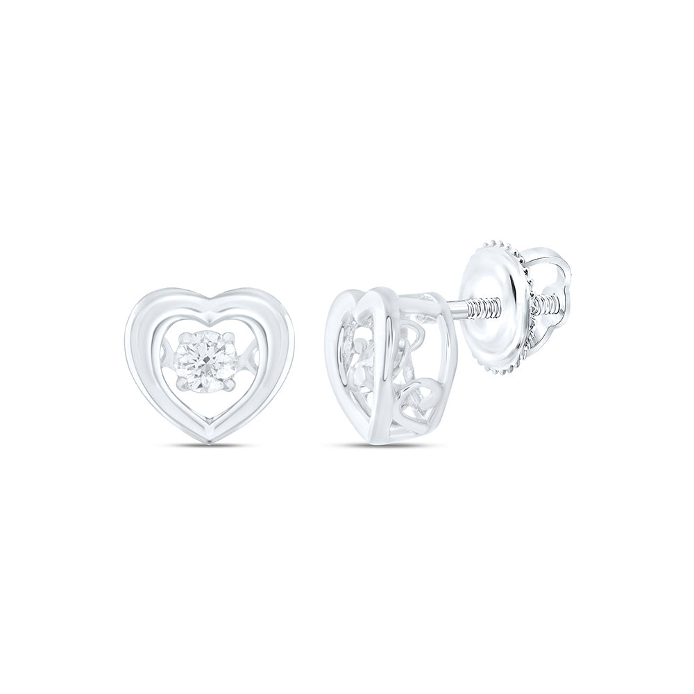 14K Yellow Or White Gold 1/8Cttw Natural Diamond Cn Fashion Heart Earring