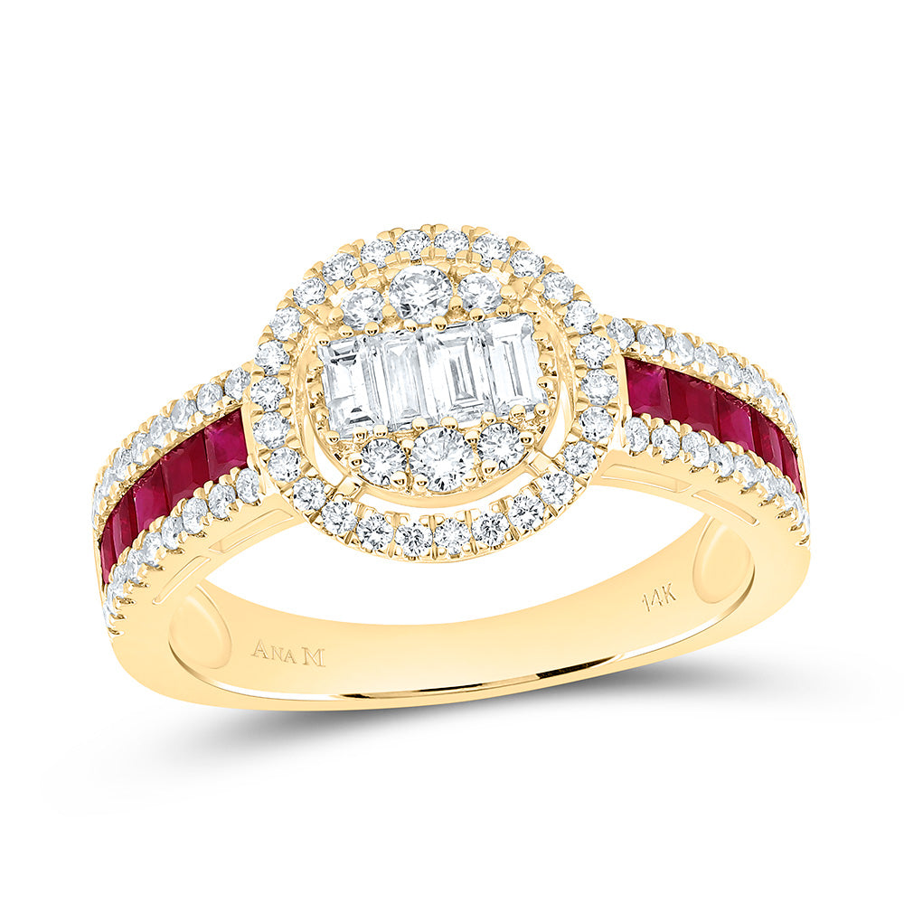 14K Yellow Or White Gold 5/8Cttw Natural Diamond Ana M Princess Natural Gem Round Ring