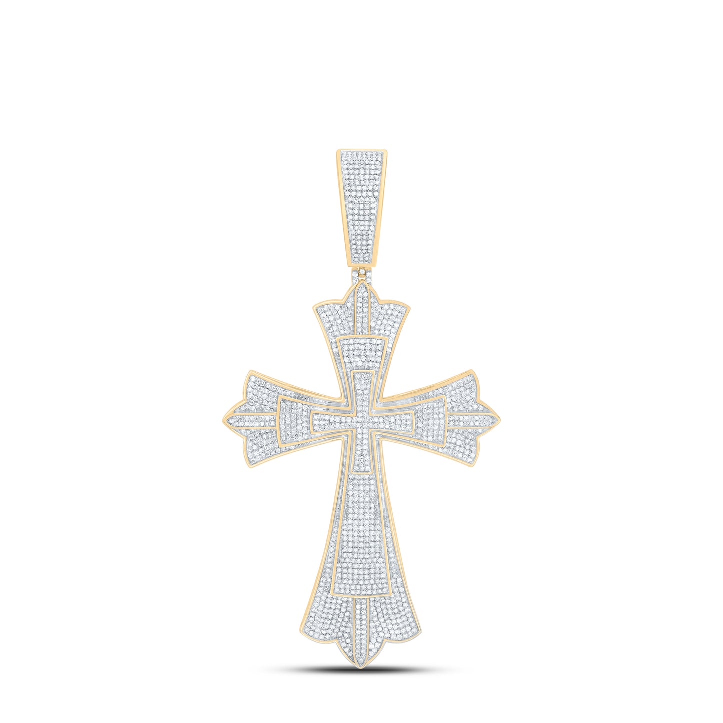 10K Yellow Gold 3 1/3Cttw Natural Diamond Nk Fashion Cross Men Charm