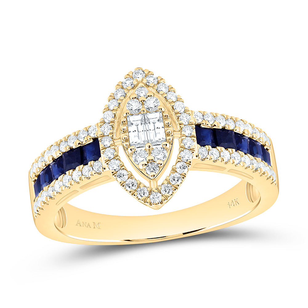 14K Yellow Or White Gold 3/8Cttw Natural Diamond Ana M Princess Natural Gem Marquise Ring