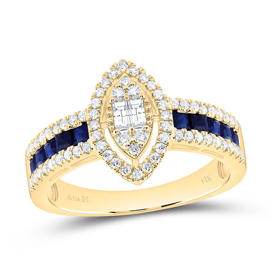 14K Yellow Or White Gold 3/8Cttw Natural Diamond Ana M Princess Natural Gem Marquise Ring