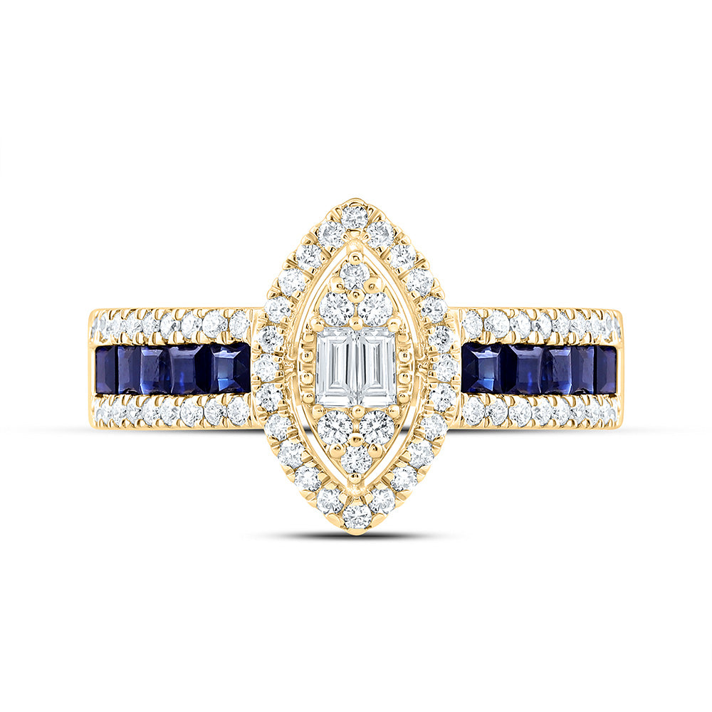 14K Yellow Or White Gold 3/8Cttw Natural Diamond Ana M Princess Natural Gem Marquise Ring