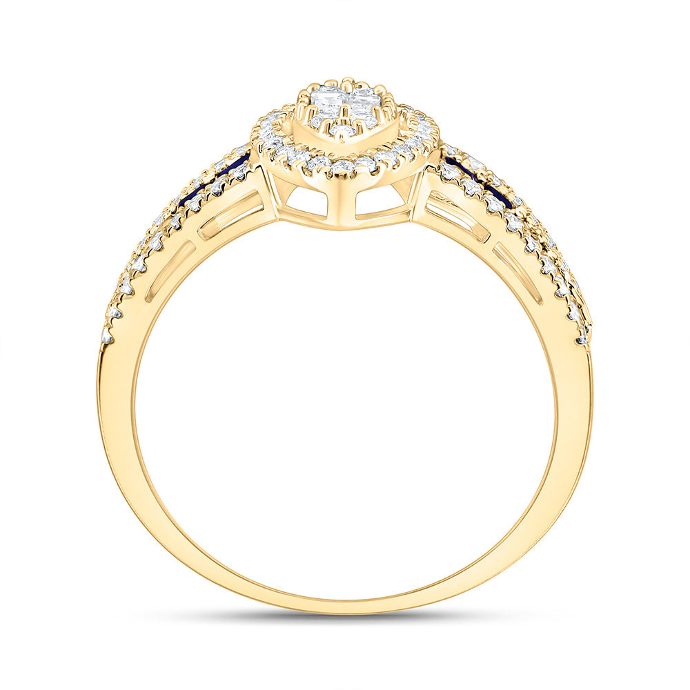 14K Yellow Or White Gold 3/8Cttw Natural Diamond Ana M Princess Natural Gem Marquise Ring