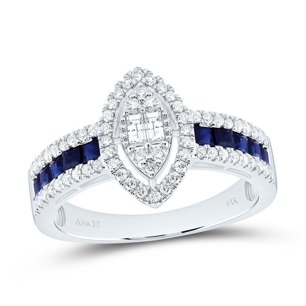 14K Yellow Or White Gold 3/8Cttw Natural Diamond Ana M Princess Natural Gem Marquise Ring