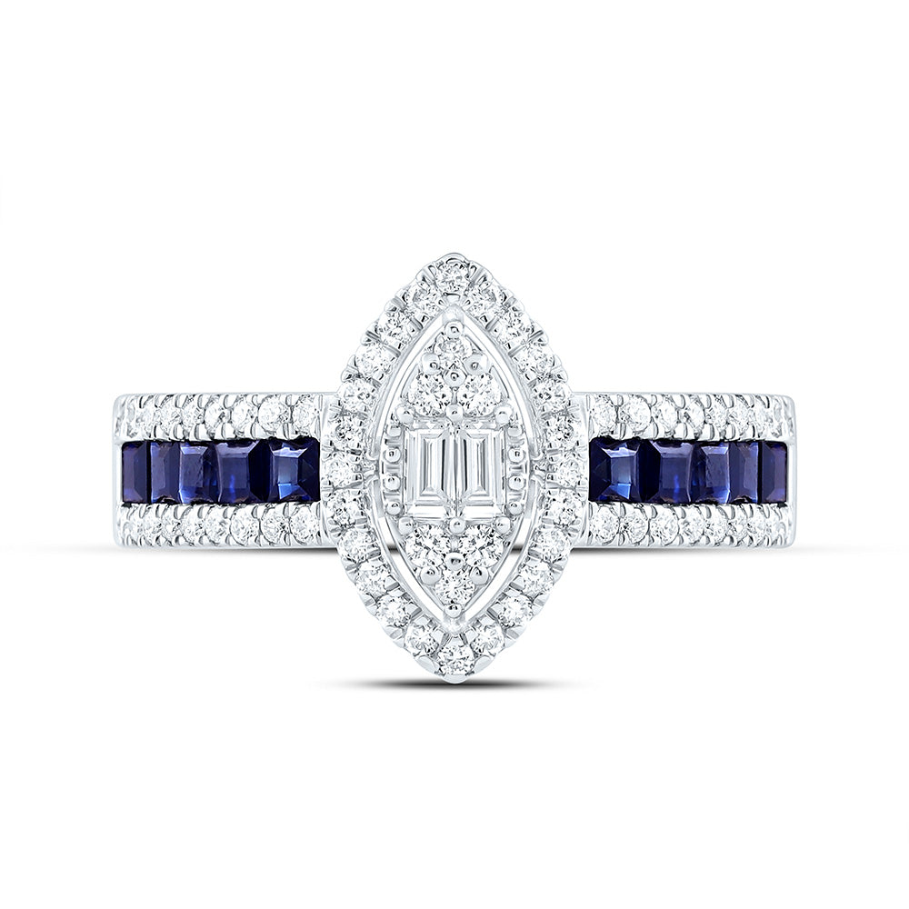 14K Yellow Or White Gold 3/8Cttw Natural Diamond Ana M Princess Natural Gem Marquise Ring