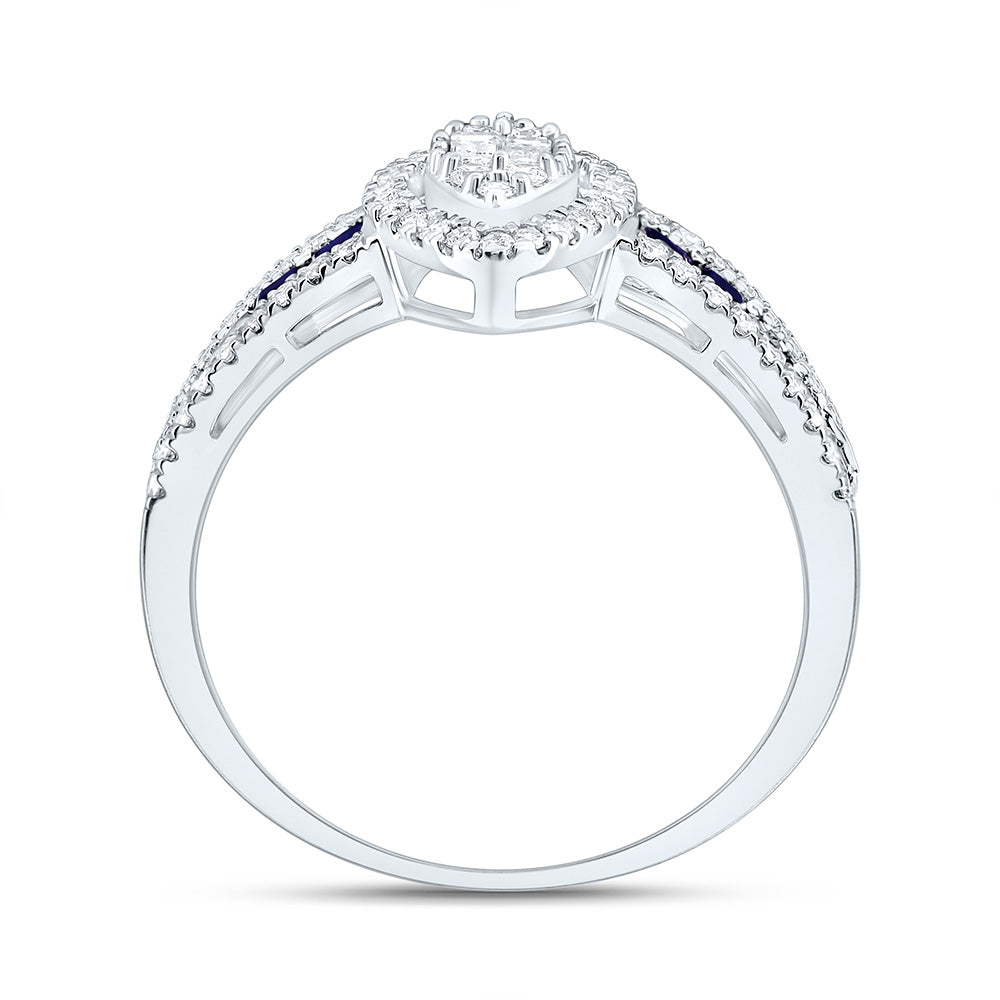 14K Yellow Or White Gold 3/8Cttw Natural Diamond Ana M Princess Natural Gem Marquise Ring