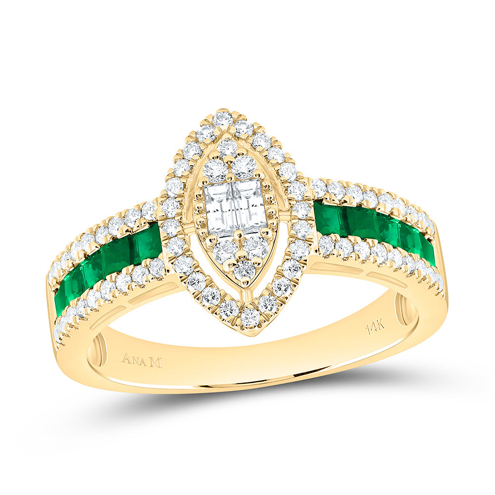 14K Yellow Or White Gold 3/8Cttw Natural Diamond Ana M Princess Natural Gem Marquise Ring