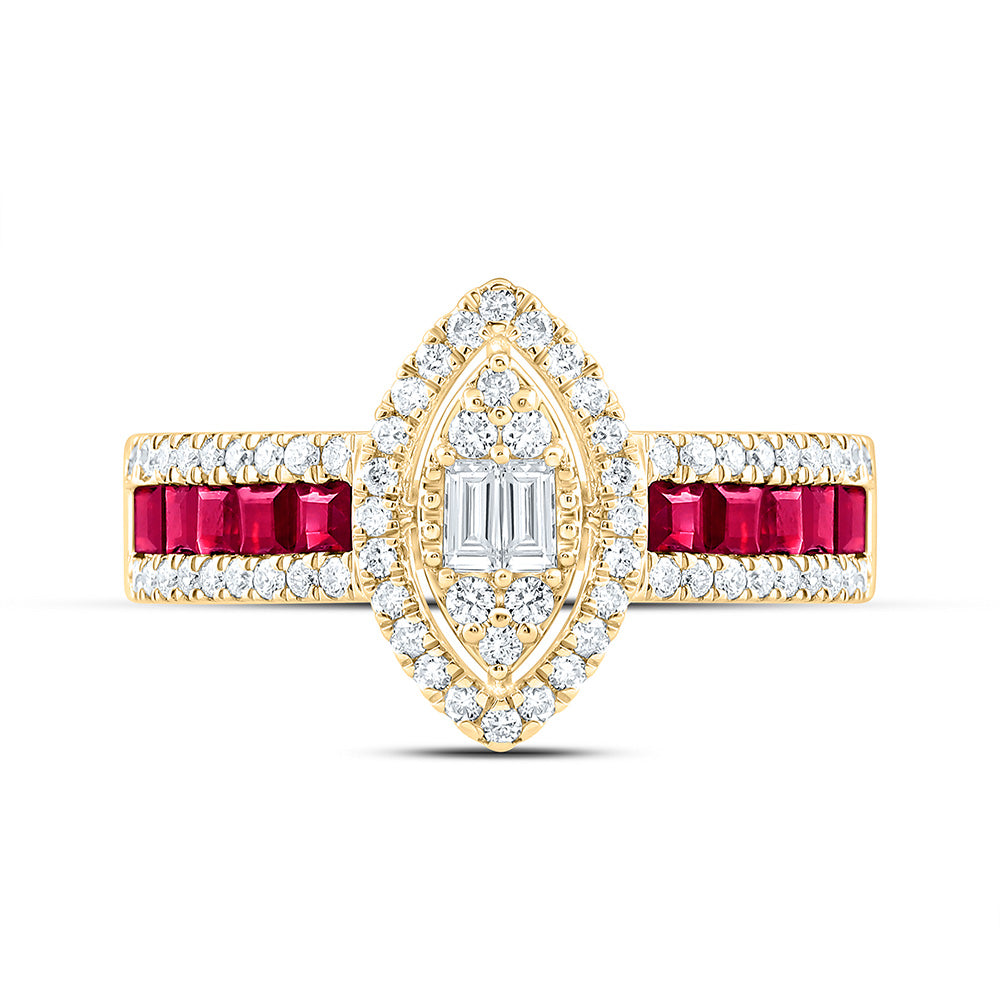 14K Yellow Or White Gold 3/8Cttw Natural Diamond Ana M Princess Natural Gem Marquise Ring