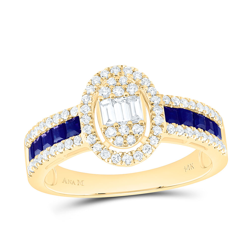 14K Yellow Or White Gold 1/2Cttw Natural Diamond Ana M Princess Natural Gem Oval Ring