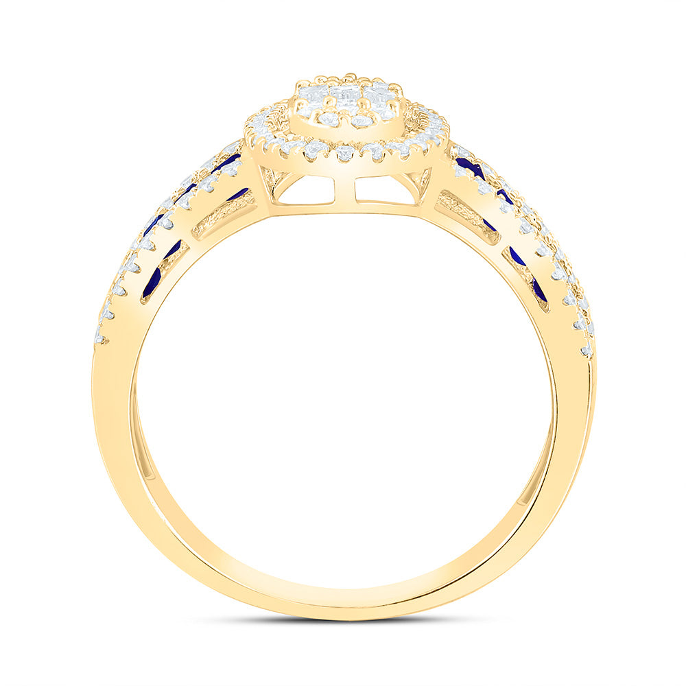14K Yellow Or White Gold 1/2Cttw Natural Diamond Ana M Princess Natural Gem Oval Ring