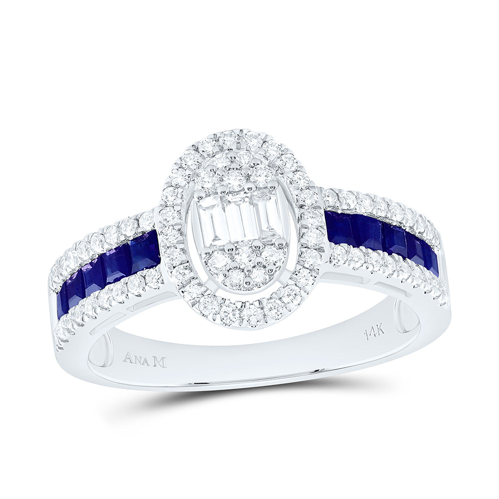 14K Yellow Or White Gold 1/2Cttw Natural Diamond Ana M Princess Natural Gem Oval Ring