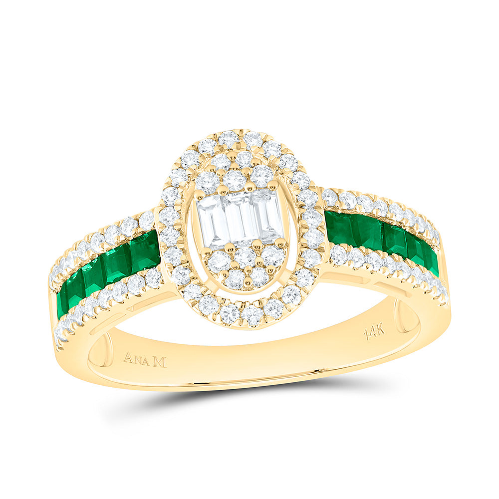 14K Yellow Or White Gold 1/2Cttw Natural Diamond Ana M Princess Natural Gem Oval Ring