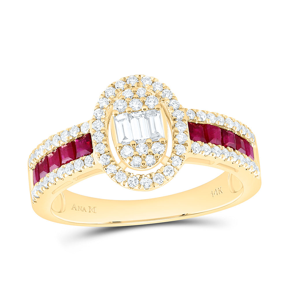 14K Yellow Or White Gold 1/2Cttw Natural Diamond Ana M Princess Natural Gem Oval Ring